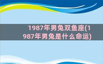 1987年男兔双鱼座(1987年男兔是什么命运)