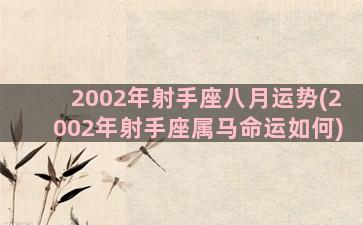 2002年射手座八月运势(2002年射手座属马命运如何)