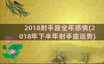 2018射手座全年感情(2018年下半年射手座运势)