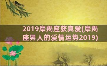 2019摩羯座获真爱(摩羯座男人的爱情运势2019)