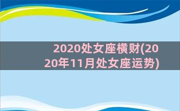 2020处女座横财(2020年11月处女座运势)