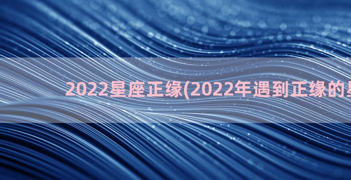 2022星座正缘(2022年遇到正缘的星座男)