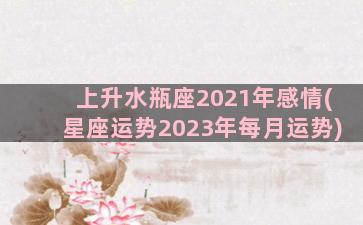 上升水瓶座2021年感情(星座运势2023年每月运势)