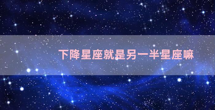 下降星座就是另一半星座嘛