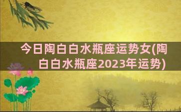 今日陶白白水瓶座运势女(陶白白水瓶座2023年运势)