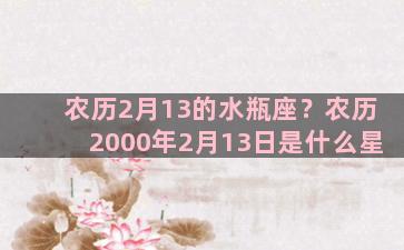 农历2月13的水瓶座？农历2000年2月13日是什么星