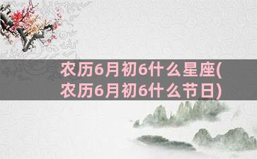 农历6月初6什么星座(农历6月初6什么节日)