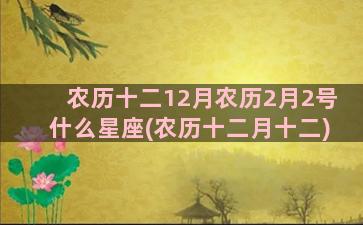 农历十二12月农历2月2号什么星座(农历十二月十二)