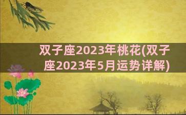 双子座2023年桃花(双子座2023年5月运势详解)