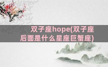 双子座hope(双子座后面是什么星座巨蟹座)