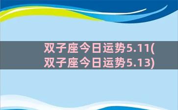 双子座今日运势5.11(双子座今日运势5.13)