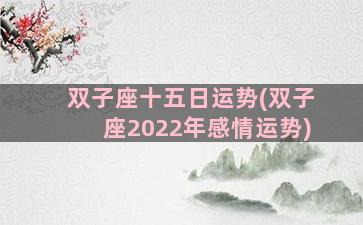 双子座十五日运势(双子座2022年感情运势)