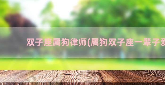 双子座属狗律师(属狗双子座一辈子爱情)