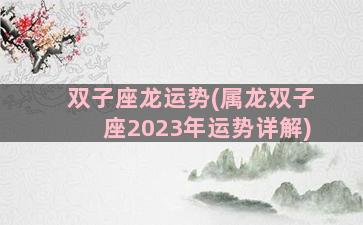 双子座龙运势(属龙双子座2023年运势详解)