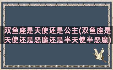 双鱼座是天使还是公主(双鱼座是天使还是恶魔还是半天使半恶魔)