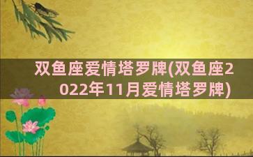 双鱼座爱情塔罗牌(双鱼座2022年11月爱情塔罗牌)