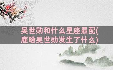 吴世勋和什么星座最配(鹿晗吴世勋发生了什么)