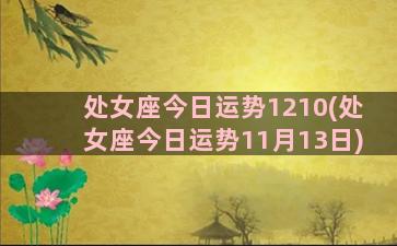 处女座今日运势1210(处女座今日运势11月13日)