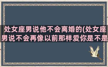 处女座男说他不会离婚的(处女座男说不会再像以前那样爱你是不是没希望)