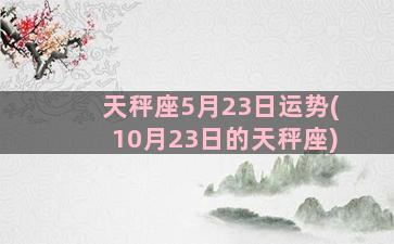 天秤座5月23日运势(10月23日的天秤座)