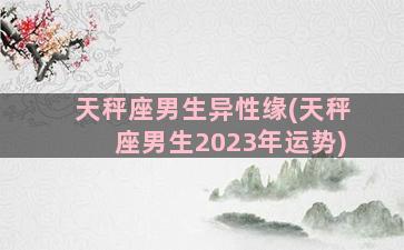 天秤座男生异性缘(天秤座男生2023年运势)