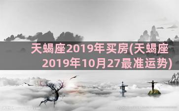 天蝎座2019年买房(天蝎座2019年10月27最准运势)