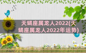 天蝎座属龙人2022(天蝎座属龙人2022年运势)