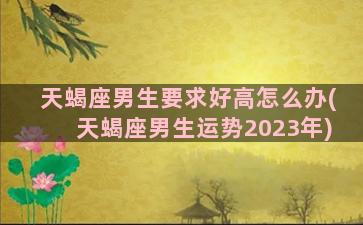 天蝎座男生要求好高怎么办(天蝎座男生运势2023年)