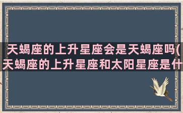 天蝎座的上升星座会是天蝎座吗(天蝎座的上升星座和太阳星座是什么)