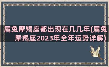 属兔摩羯座都出现在几几年(属兔摩羯座2023年全年运势详解)