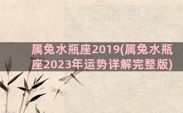 属兔水瓶座2019(属兔水瓶座2023年运势详解完整版)