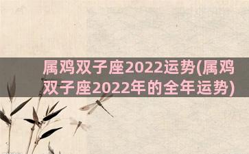 属鸡双子座2022运势(属鸡双子座2022年的全年运势)