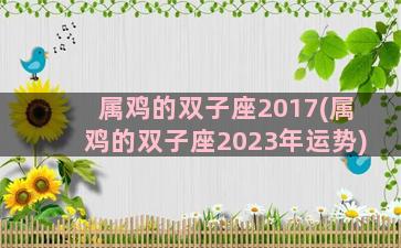 属鸡的双子座2017(属鸡的双子座2023年运势)