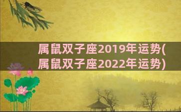 属鼠双子座2019年运势(属鼠双子座2022年运势)