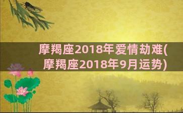 摩羯座2018年爱情劫难(摩羯座2018年9月运势)