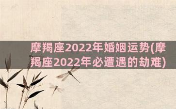 摩羯座2022年婚姻运势(摩羯座2022年必遭遇的劫难)