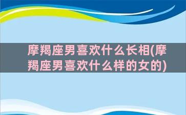 摩羯座男喜欢什么长相(摩羯座男喜欢什么样的女的)