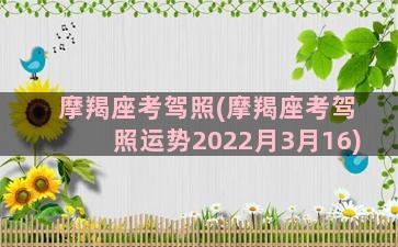 摩羯座考驾照(摩羯座考驾照运势2022月3月16)