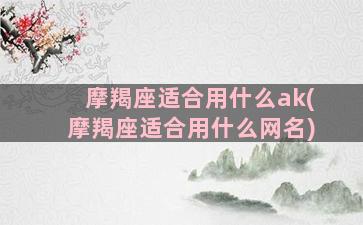 摩羯座适合用什么ak(摩羯座适合用什么网名)