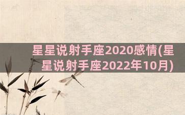 星星说射手座2020感情(星星说射手座2022年10月)