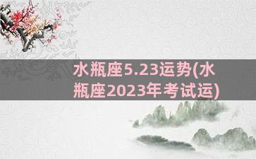 水瓶座5.23运势(水瓶座2023年考试运)