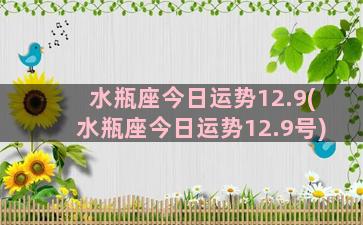 水瓶座今日运势12.9(水瓶座今日运势12.9号)