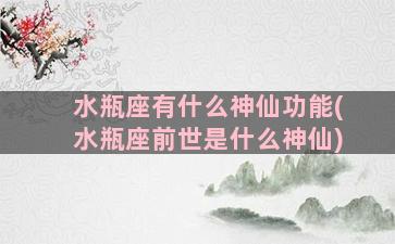 水瓶座有什么神仙功能(水瓶座前世是什么神仙)