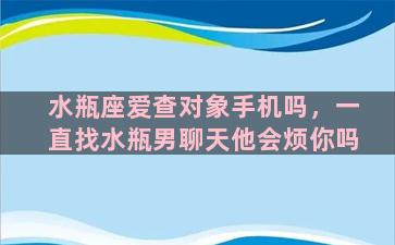 水瓶座爱查对象手机吗，一直找水瓶男聊天他会烦你吗