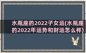 水瓶座的2022子女运(水瓶座的2022年运势和财运怎么样)