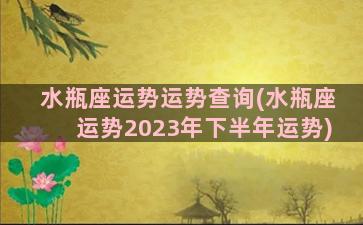 水瓶座运势运势查询(水瓶座运势2023年下半年运势)