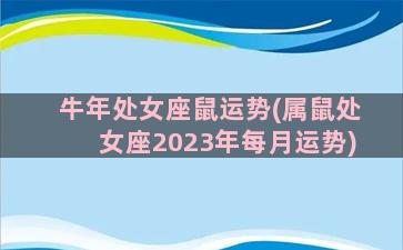 牛年处女座鼠运势(属鼠处女座2023年每月运势)