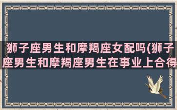 狮子座男生和摩羯座女配吗(狮子座男生和摩羯座男生在事业上合得来吗)