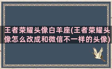 王者荣耀头像白羊座(王者荣耀头像怎么改成和微信不一样的头像)