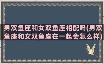 男双鱼座和女双鱼座相配吗(男双鱼座和女双鱼座在一起会怎么样)